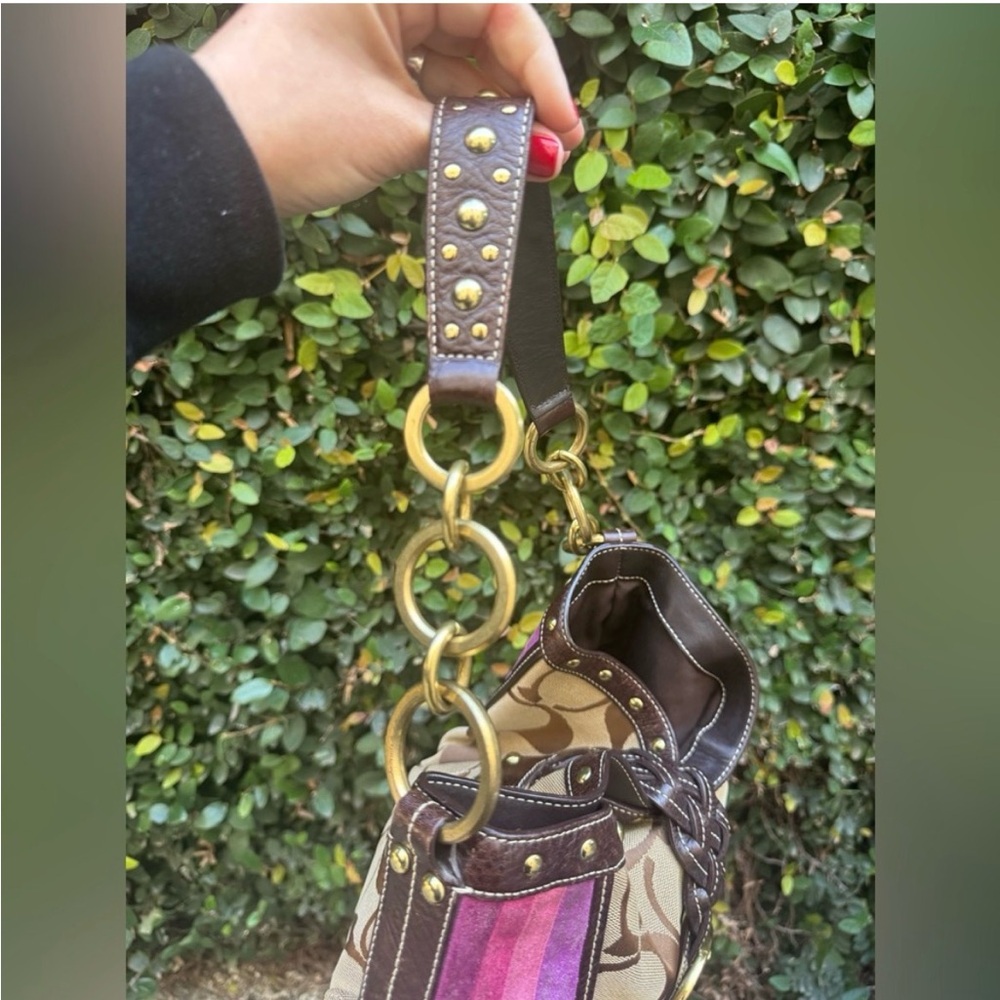 Coach Brown and Pink Signature Soho Shoulder Bag - Picture 9 of 13